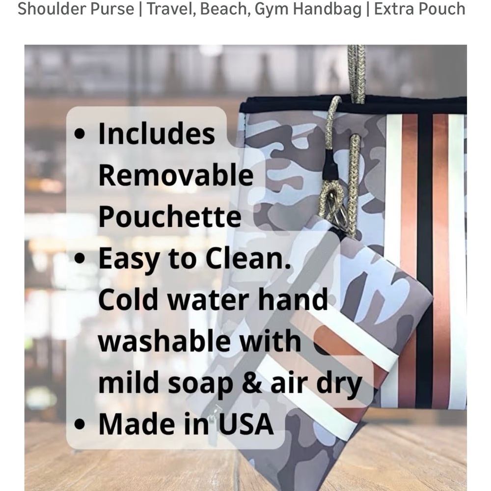 Neoprene Camouflage Tote with Red Stripe - Picture 5 of 10